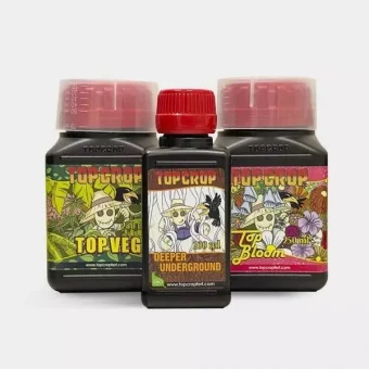Top Crop Tripack – Kit de fertilizantes hortícolas con Deeper Underground, Top Veg y Top Bloom