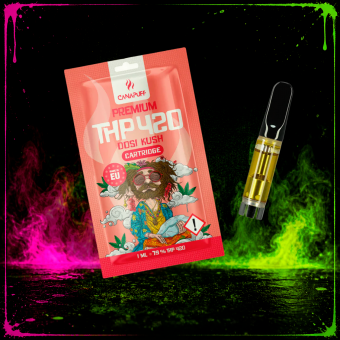 THP420 Cartucho 510 Dosi Kush 79% 1ml: pimienta de limón, galleta y skunk con fondo diésel. Ficha con detalles y FAQs.