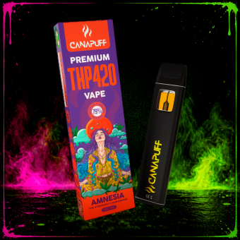 THP420 Vaper desechable Amnesia 79% 1ml (Canapuff): especias, pimienta negra, herbal y toque de hinojo. Testado en laboratorio según fabricante.