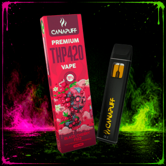 THP420 Vaper desechable Black Cherry Fizz 79% 1ml: limonada de cereza negra con vainilla y final chispeante. Ficha con detalles y FAQs.