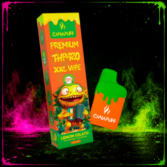 THP420 XXL Vaper desechable Lemon Gelato 99% 2ml (Canapuff). Perfil frutal, cremoso y cítrico; analizado en laboratorio según fabricante. Compra online.